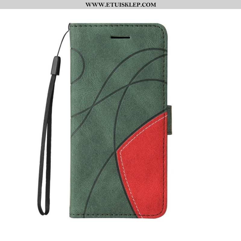 Etui Folio do Samsung Galaxy M12 / A12 Dwukolorowa Sygnowana Sztuczna Skóra